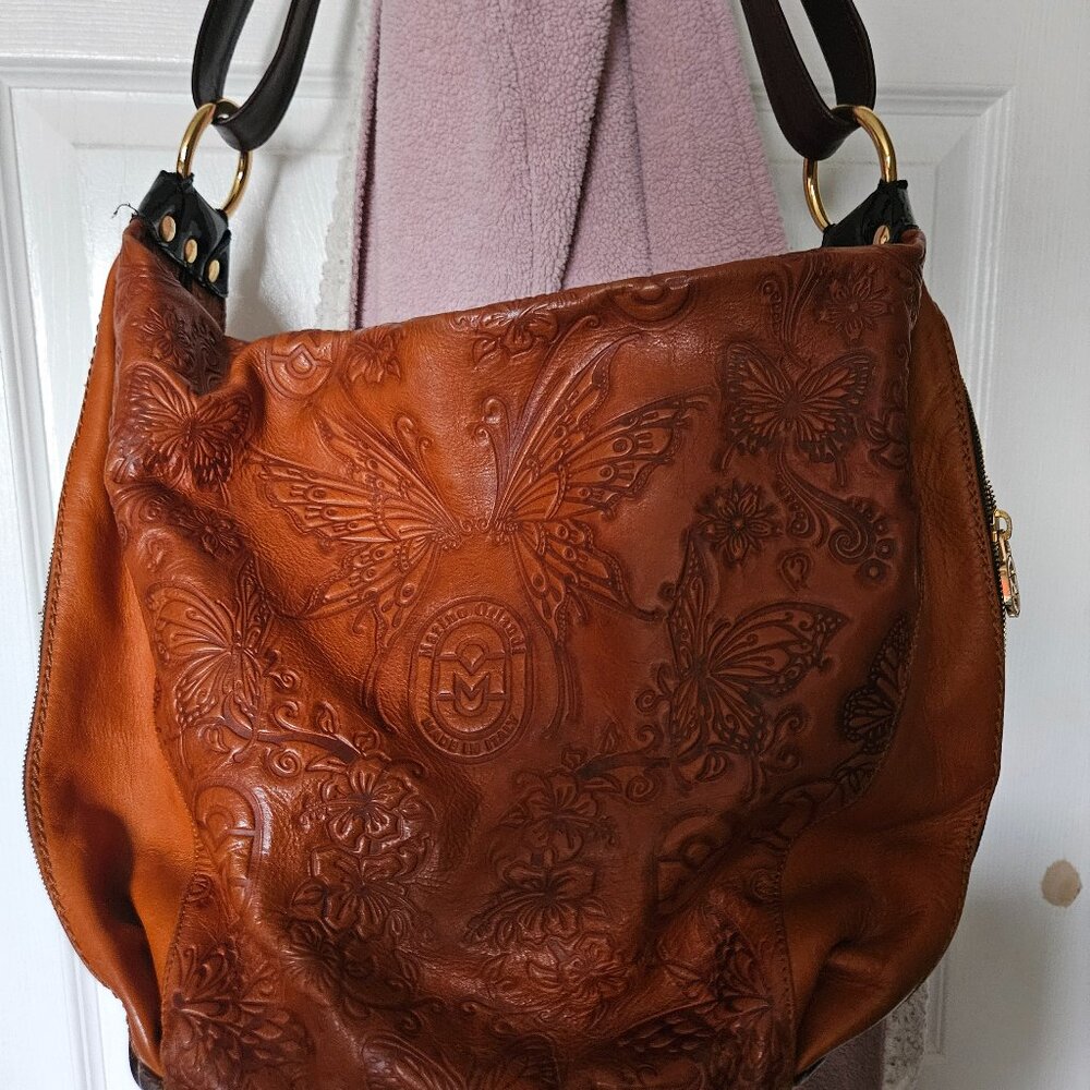Mario Orlandi tooled leather large handbag